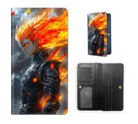 ETLKJVBL RFID Blocking Leather Wallet for Women and Men- Compact Bifold Credit Card Holder with RFID Protection, Small Ladies Slim Minimalist Wallet-12, Anime The Fiery Warrior, Art Deco