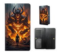 ETLKJVBL RFID Blocking Leather Wallet for Women and Men- Compact Bifold Credit Card Holder with RFID Protection, Small Ladies Slim Minimalist Wallet-18, Samurai vs Fiery Demon, Art Deco