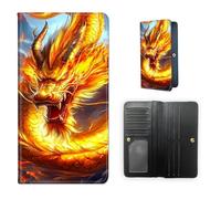 ETLKJVBL RFID Blocking Leather Wallet for Women Men, Compact Credit Card Holder with RFID Protection, Slim Minimalist Wallet for Small Women, 12, Dragon with golden scales, Art Deco