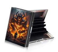 ETLKJVBL RFID Credit Card Holder Accordion Style, Metallic Slim Wallet with RFID Blocking Protector Sleeves, Stylish Credit Card Case for Women and Men-22, Samurai vs Fiery Demon, 3.74 x 2.56 x 0.59
