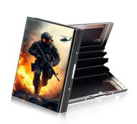 ETLKJVBL RFID Credit Card Holder Accordion Style, Metallic Slim Wallet with RFID Blocking Protector Sleeves, Stylish Credit Card Case for Women and Men-24, Armed Soldier in Battlefield, 3.74 x 2.56 x