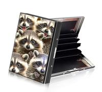 ETLKJVBL RFID Credit Card Holder for Women Metallic Accordion Style RFID Blocking Sleeves Stylish Credit Card Holder for Men 2, Cute Raccoons, 3.74 x 2.56 x 0.59 Inches, Minimalist
