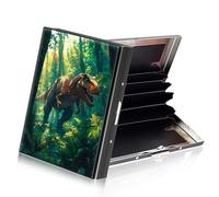 ETLKJVBL RFID Credit Card Holder for Women Metallic Accordion Style RFID Blocking Sleeves Stylish Credit Card Holder for Men 8, dinosaur poet jungle, 3.74 x 2.56 x 0.59 Inches, Minimalist