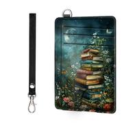 ETLKJVBL - Slim Credit Card Holder, Ultimate Protection for Credit Cards, Passport and Money, Elegant and Elegant Design for Men and Women, The Books Are Amid Wildflowers, The books are in the middle