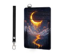 ETLKJVBL Slim Minimalist Front Pocket, RFID Blocking Wallet for Men and Women, Keep Your Credit Cards and Personal Information Secure, Security Pockets for, Moon Shining Brightly in Sky, Minimalist