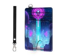 ETLKJVBL Slim Minimalist Front Pocket, RFID Blocking Wallet for Men and Women, Keep Your Credit Cards and Personal Information Secure, Security Pockets for, Galactic Skull Tower, Minimalist