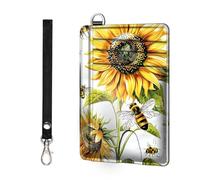 ETLKJVBL Slim Minimalist Front Pocket RFID Blocking Wallet for Men&Womem, Keep Your Credit Cards and Personal Information Safe, Security Pockets for Business Card Holde-12, Bee Sunflowers, Minimalist