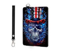 ETLKJVBL Slim Minimalist Front Pocket RFID Blocking Wallet for Men&Womem, Keep Your Credit Cards and Personal Information Safe, Security Pockets for Business Card Holde-17, Skull Wear American Flag