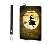 ETLKJVBL - Slim minimalist RFID blocking wallet for men and women, keeps your credit cards and personal information safe, business card security pockets, Witch Flying on Broomstick, Minimalist