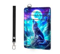 ETLKJVBL - Slim minimalist RFID blocking wallet for men and women, keeps your credit cards and personal information safe, business card security pockets, Wolf is Howling Moon, Minimalist