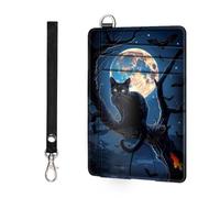 ETLKJVBL - Slim minimalist RFID blocking wallet for men and women, keeps your credit cards and personal information safe, business card security pockets, Black Cat Moonlight, Minimalist