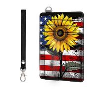 ETLKJVBL - Slim minimalist RFID blocking wallet for men and women, keeps your credit cards and personal information safe, business card security pockets, Sunflower American Flag, Minimalist