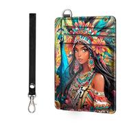 ETLKJVBL - Slim minimalist RFID blocking wallet for men and women, keeps your credit cards and personal information safe, business card security pockets, Beautiful indigenous women, Minimalist