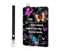 ETLKJVBL - Slim minimalist RFID blocking wallet for men and women, keeps your credit cards and personal information safe, business card security pockets, Butterfly Live Every Moment, Minimalist