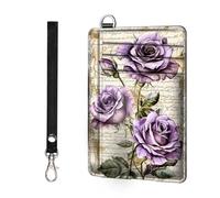 ETLKJVBL - Slim minimalist RFID blocking wallet for men and women, keeps your credit cards and personal information safe, business card security pockets, Watercolor Painting of Purple Roses