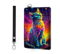 ETLKJVBL - Slim minimalist RFID blocking wallet for men and women, keeps your credit cards and personal information safe, business card security pockets, Beautiful cat with colorful fur, Minimalist