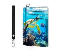 ETLKJVBL - Slim minimalist RFID blocking wallet for men and women, keeps your credit cards and personal information safe, business card security pockets, Sea turtle swimming in the, Minimalist