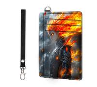 ETLKJVBL - Slim minimalist RFID blocking wallet for men and women, keeps your credit cards and personal information safe, business card security pockets, Anime The Fiery Warrior, Minimalist