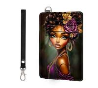 ETLKJVBL - Slim minimalist RFID blocking wallet for men and women, keeps your credit cards and personal information safe, business card security pockets, Portrait Beautiful Black Woman, Minimalist