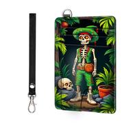 ETLKJVBL Slim RFID Blocking Wallet Minimalist Front Pocket Card Holder, Secure Leather Credit Card Case with Security Pockets for Men and Women-27, Skeleton in Green Outfit by Jungle, Minimalist