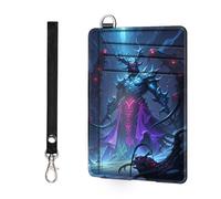 ETLKJVBL Slim RFID Blocking Wallet Minimalist Front Pocket Card Holder, Secure Leather Credit Card Case with Security Pockets for Men and Women-28, Dark Armored Figure in Ice Cave, Minimalist