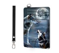 ETLKJVBL Slim Wallet for RFID Blocking Wallet, Slim and Stylish Wallet with Multiple Card Slots and Business Card Holder, Credit Card Protector Sleeves, Two Wolves Howl the, Two Wolves Howl The Moon