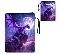 ETLKJVBL Water-Resistant Canvas Book Sleeve with Zipper & Front Pocket, Amethyst Dragon 800D Heavy Duty Book Protector for Hardcovers, Portable Pouch with Handle