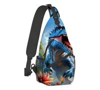 ETLKJVBL Water-resistant Canvas Book Sleeve with Zipper & Front Pocket, Blue Dinosaur in Prehistoric Jungle 800D Heavy Duty Book Protector for Hardcovers, Portable Pouch with Handle