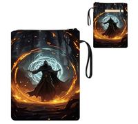 ETLKJVBL Water-Resistant Canvas Book Sleeve with Zipper & Front Pocket, Hooded Figure Casting Magic 800D Heavy Duty Book Protector for Hardcovers, Portable Pouch with Handle