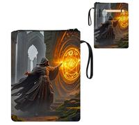 ETLKJVBL Water-Resistant Canvas Book Sleeve with Zipper & Front Pocket, Mage Activating Ancient Portal 800D Heavy Duty Book Protector for Hardcovers, Portable Pouch with Handle