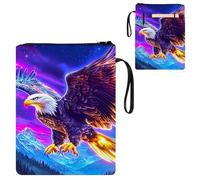 ETLKJVBL Water-Resistant Canvas Book Sleeve with Zipper & Front Pocket, Majestic Eagle 800D Heavy Duty Book Protector for Hardcovers, Portable Pouch with Handle