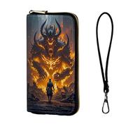 ETLKJVBL Wrist Wallets for Women, Lightweight RFID Blocking Multi-Functional Secure Wrist Purse for Travel, Daily Use-18, Samurai vs Fiery Demon, Art Deco