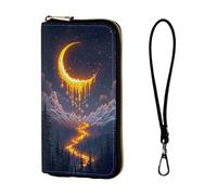 ETLKJVBL Wrist Wallets for Women, Lightweight RFID Blocking Multi-Functional Secure Wrist Purse for Travel, Daily Use-13, Moon Shining Brightly in Sky, Art Deco