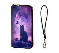 ETLKJVBL Wrist Wallets for Women, Lightweight RFID Blocking Multi-Functional Secure Wrist Purse for Travel, Daily Use-4, Butterfly Starry Sky Cat, Art Deco