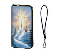 ETLKJVBL Wrist Wallets for Women, Lightweight RFID Blocking Multi-Functional Secure Wrist Purse for Travel, Daily Use-12, Cross Shining Brightly in Sky, Art Deco