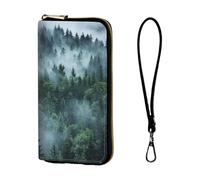 ETLKJVBL Wrist Wallets for Women, Lightweight RFID Blocking Multi-Functional Secure Wrist Purse for Travel, Daily Use-7, Misty Forest, Art Deco