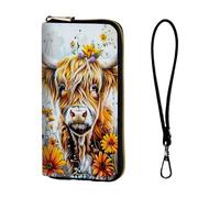 ETLKJVBL Wrist Wallets for Women, Lightweight RFID Blocking Multi-Functional Secure Wrist Purse for Travel, Daily Use-3, Cattle in the Fields, Art Deco