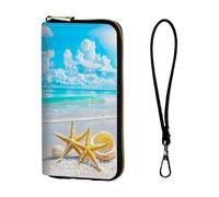 ETLKJVBL Wrist Wallets for Women, Lightweight RFID Blocking Multi-Functional Secure Wrist Purse for Travel, Daily Use-12, Two Starfish on the Beach, Art Deco