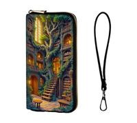 ETLKJVBL Wrist Wallets for Women, Lightweight RFID Blocking Multi-Functional Secure Wrist Purse for Travel, Daily Use-21, Enchanted Tree Library Mansion, Art Deco