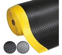 etm Anti-Fatigue Rubber Mat - Diamond Structure | Workplace Safety Comfort Flooring | Non Slip Work Mat | Black & Yellow - 120 x 200 cm