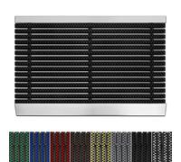 etm Door Mat with Aluminium Frame for Exterior Elegant Aluminium Mat with Robust Brushes Weatherproof 3 Sizes, aluminium, Black , 40x60 cm