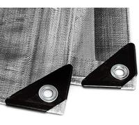 etm Fabric Tarpaulin for Outdoor, Garden, Trailer and Much More, Tarp with Metal Eyelets, Weatherproof Protective Weatherproof Tarpaulin, UV Resistant (Silver, 1.5 x 6 m - 80g/m²)