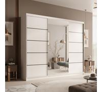 Etna 250 Large Sliding Door Wardrobe With Mirror For Contemporary Homes White