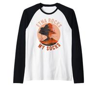 ETNA Rocks My Socks Funny Volcano Lover Raglan Baseball Tee
