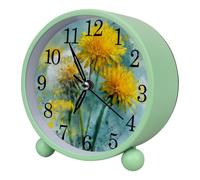etoenbrc 10.9" Alarm Clock for Kids,Small Battery Operated Clock, Slient Plastic Table Clock for Living Room Decor,Bedroom,Office, Yellow Dandelion