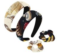 etoenbrc 2 Pack Polyester Wide Headbands and Scrunchie for Women, Barbecue Food Psttern Headbands Hair Band Fashion Non-Slip Hair Hoop for Girls Women Hair Accessories