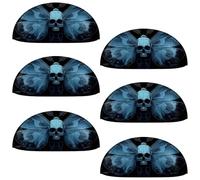 etoenbrc 6 Pcs 3.4 Inch PBT Cup Cabinet Pulls Blue Moth Skull Drawer Handles, Kitchen Hardware Pulls for Cupboard,Wardrobe,Dresser Drawer