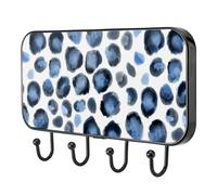 etoenbrc Blue Leopard Print Coat Hooks Wall Mounted,4 Iron Coat Hanger Hooks for Hanging Coats, Decorative Coat Racks for Wall Heavy Duty for Clothes Bag Key