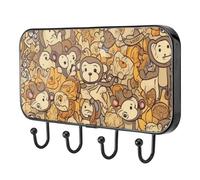 etoenbrc Cartoon Yellow Monkey Coat Hooks Wall Mounted,4 Iron Coat Hanger Hooks for Hanging Coats, Decorative Coat Racks for Wall Heavy Duty for Clothes Bag Key