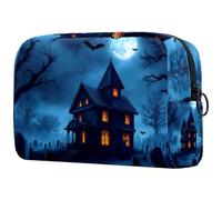 etoenbrc Castle Vampire Makeup Bag Travel Bag Reusable Makeup Pouch Cosmetic Bag Large Toiletry Bag for Teen Girls Women 7.3x3x5.1in, Multicolor 8, One Size
